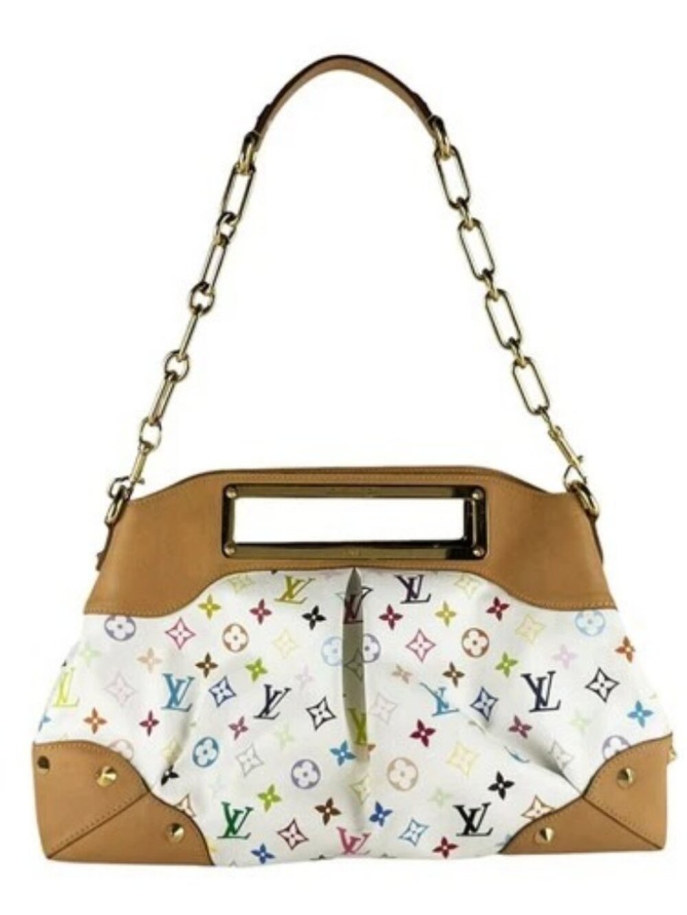 Auth LOUIS VUITTON Monogram Multicolor Judy GM Shoulder Bag Blanc M40253 z10599